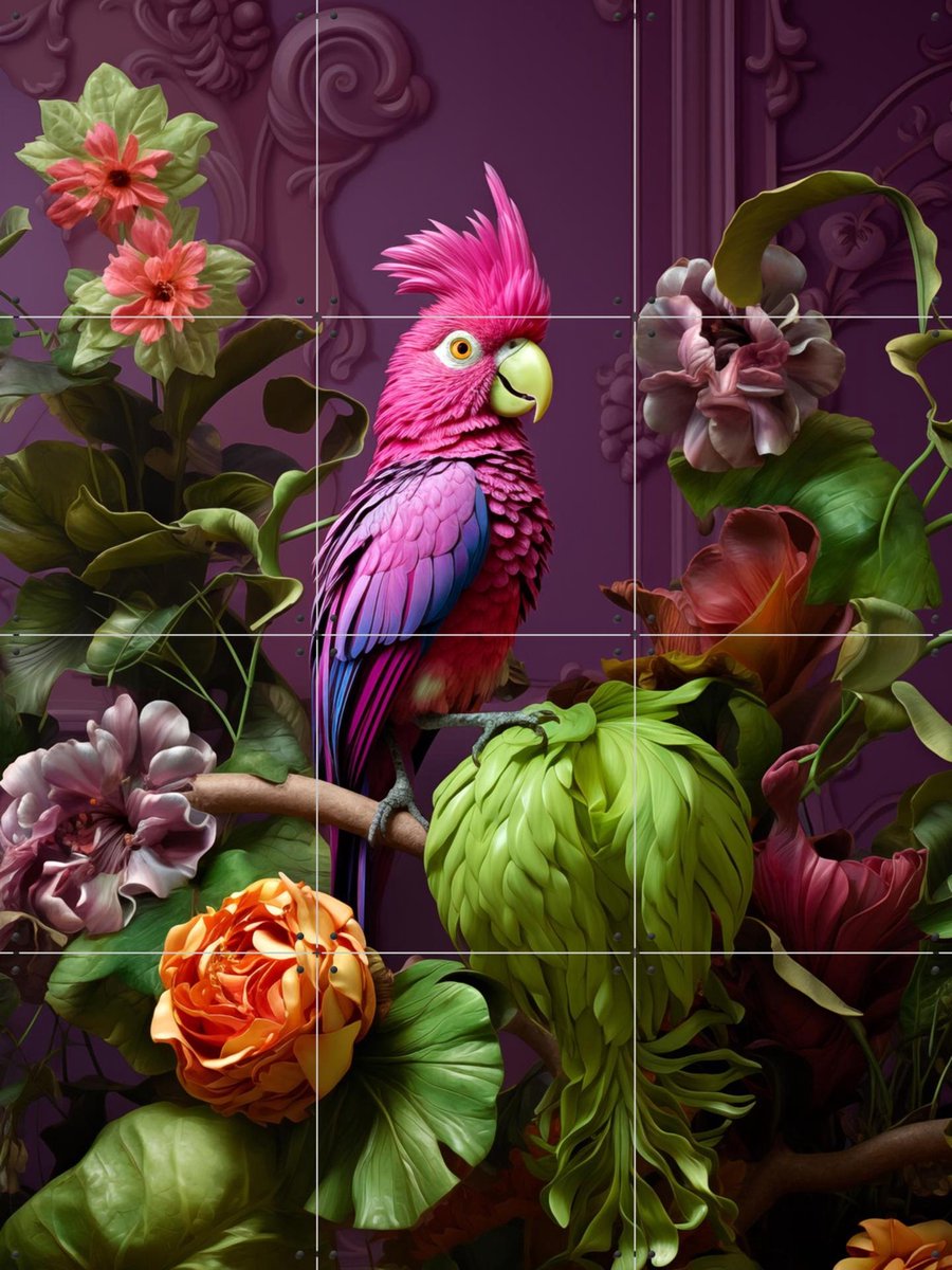 IXXI Bird, OTTI - 60 x 80 cm - Gratis ophangtool - Grote wanddecoratie en posters - Digitale Kunst, Fantasierijk, Modern, Geometrische Kunst, Speels