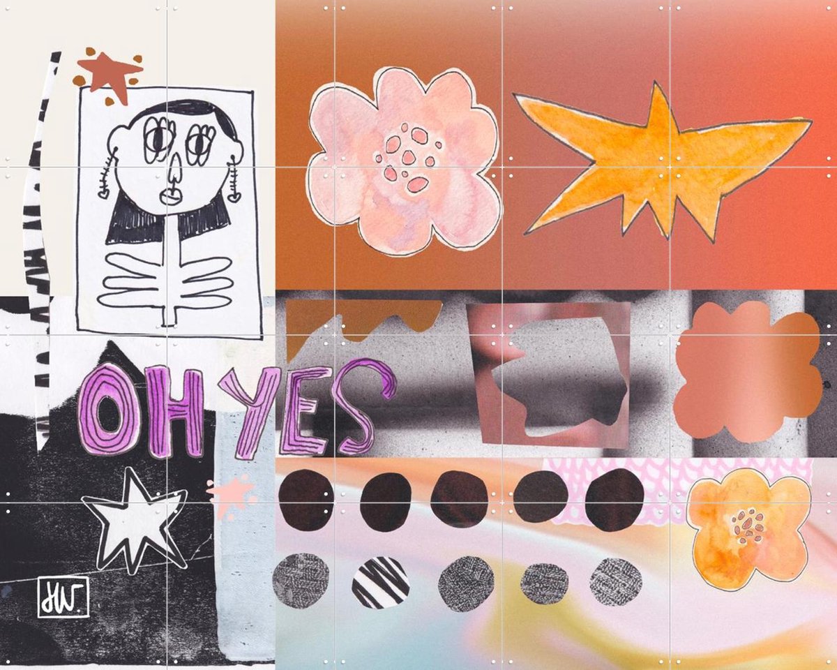 IXXI She Was Always There, Henriette Visscher - 100 x 80 cm - Gratis ophangtool - Grote wanddecoratie en posters - Speels, Collage, Modern, Kleurrijk