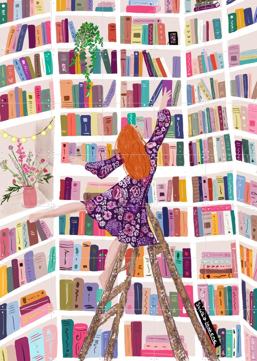 IXXI Books Are My Friend, Studio LaWiene - 100 x 140 cm - Gratis ophangtool - Grote wanddecoratie en posters - Digitale Kunst, Illustraties
