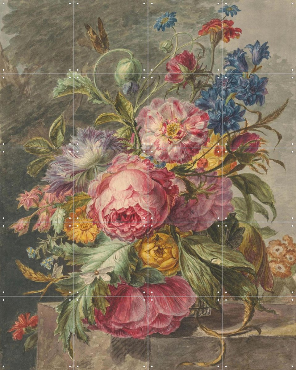 IXXI Stilleven met Bloemen, Moonheart Artworks - 80 x 100 cm - Gratis ophangtool - Grote wanddecoratie en posters - Vintage, Gang, Trap, Woonkamer