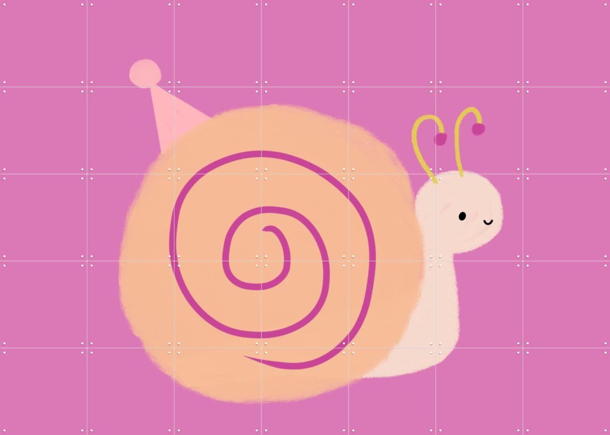 IXXI Slak Roze, Stadse Spruiten | door Miek illustreert - 140 x 100 cm - Gratis ophangtool - Grote wanddecoratie en posters - Illustraties, Speels