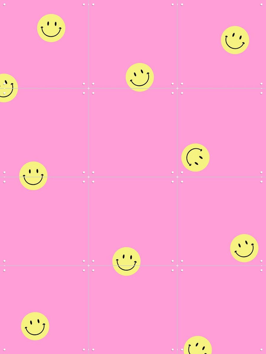 IXXI Smileys Pink, Stadse Spruiten | door Miek illustreert - 60 x 80 cm - Gratis ophangtool - Grote wanddecoratie en posters - Speels, Digitale Kunst
