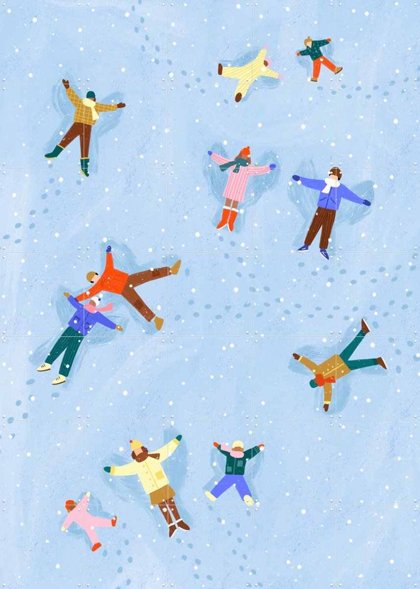 IXXI Snowy Angels Delight, Bea Müller & Various - 100 x 140 cm - Gratis ophangtool - Grote wanddecoratie en posters - Abstract, Modern, Vintage