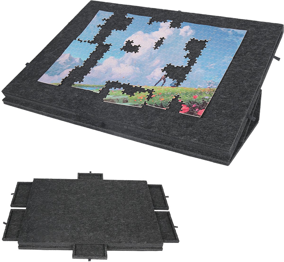Mura Puzzelmat - Puzzeltafel - Puzzelbord - Puzzelmap - 1000 Stukjes - 2-in-1 Standaard - Beschermhoes - 6 Sorteerladen