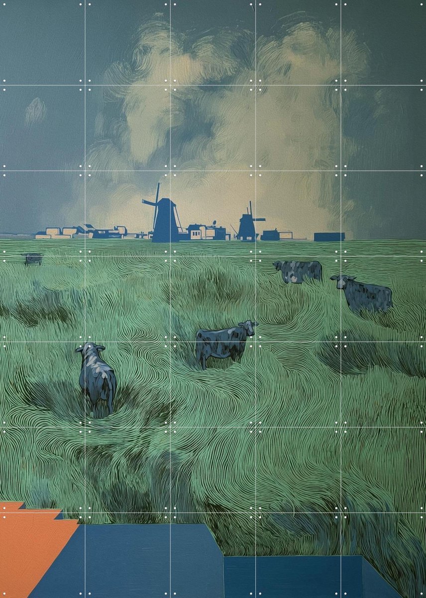 IXXI Polder 3, Artclaud - 100 x 140 cm - Gratis ophangtool - Grote wanddecoratie en posters - Realisme, Kleurrijk, Modern, Studeerkamer, Woonkamer