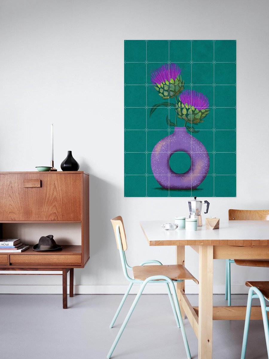 IXXI Artichoke In A Vase, Raissa Oltmanns - 100 x 140 cm - Gratis ophangtool - Grote wanddecoratie en posters - Pop art, Modern, Geometrische Kunst