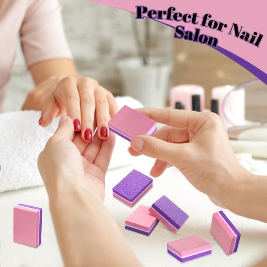 Bufferblokken, 100/180 dubbelzijdig Grit-nagelblok, Grit-nagelbuffer voor acrylnagels en natuurlijke nagels, professionele manicure-vijlblokken — afbeelding 2
