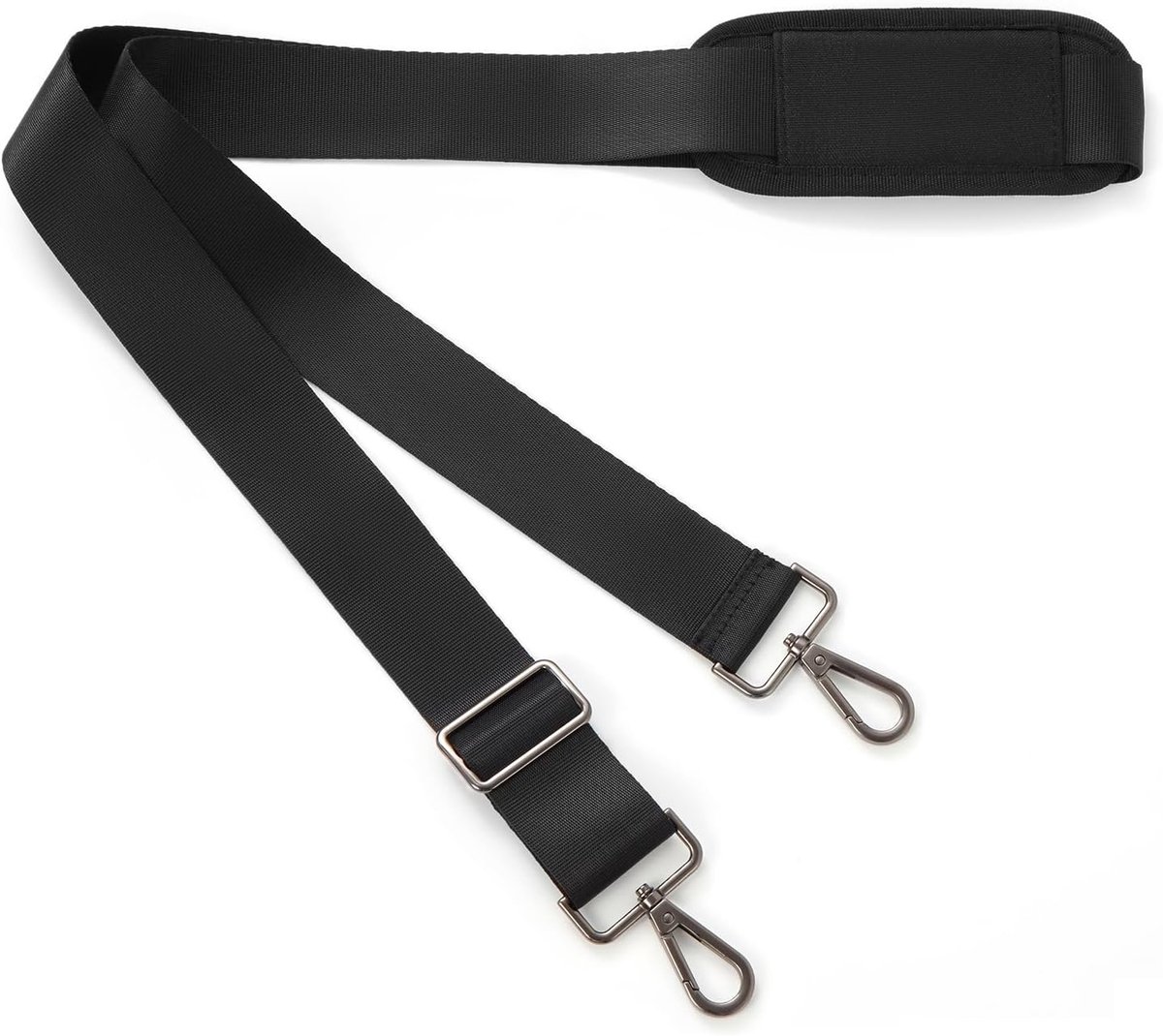 schouderriem van Bagasin, 80 cm tot 142 cm, zacht en antislip met dubbele balanshaken, universele vervangende riem voor laptoptassen, crossbodytassen en handtassen, zwart