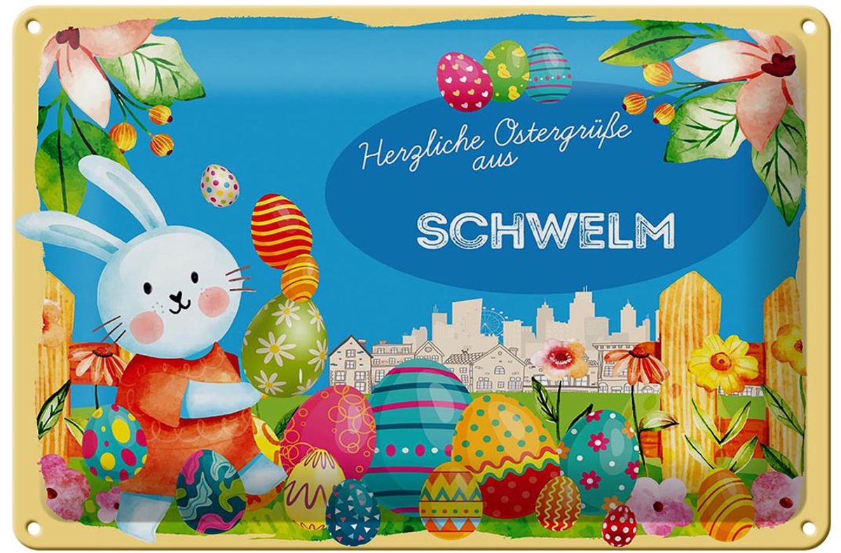 Blechschild Ostern Ostergrüße 30x20cm SCHWELM