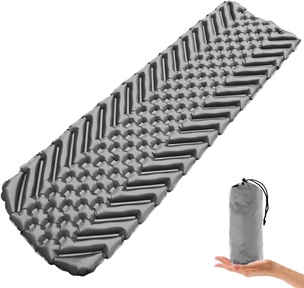 Camping Luchtmatras, lichte opblaasbare trekking-matras, waterdicht, voor wandelen in de open lucht, reizen, rugzakreizen, kleine verpakkingsmaat, drukgeoptimaliseerd, Case 5