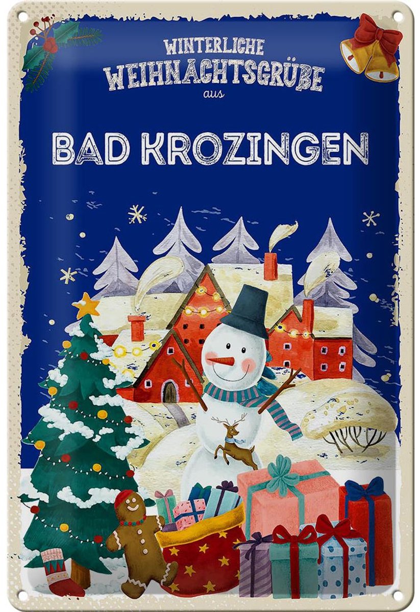 Blechschild Weihnachtsgrüße BAD KROZINGEN 20x30cm