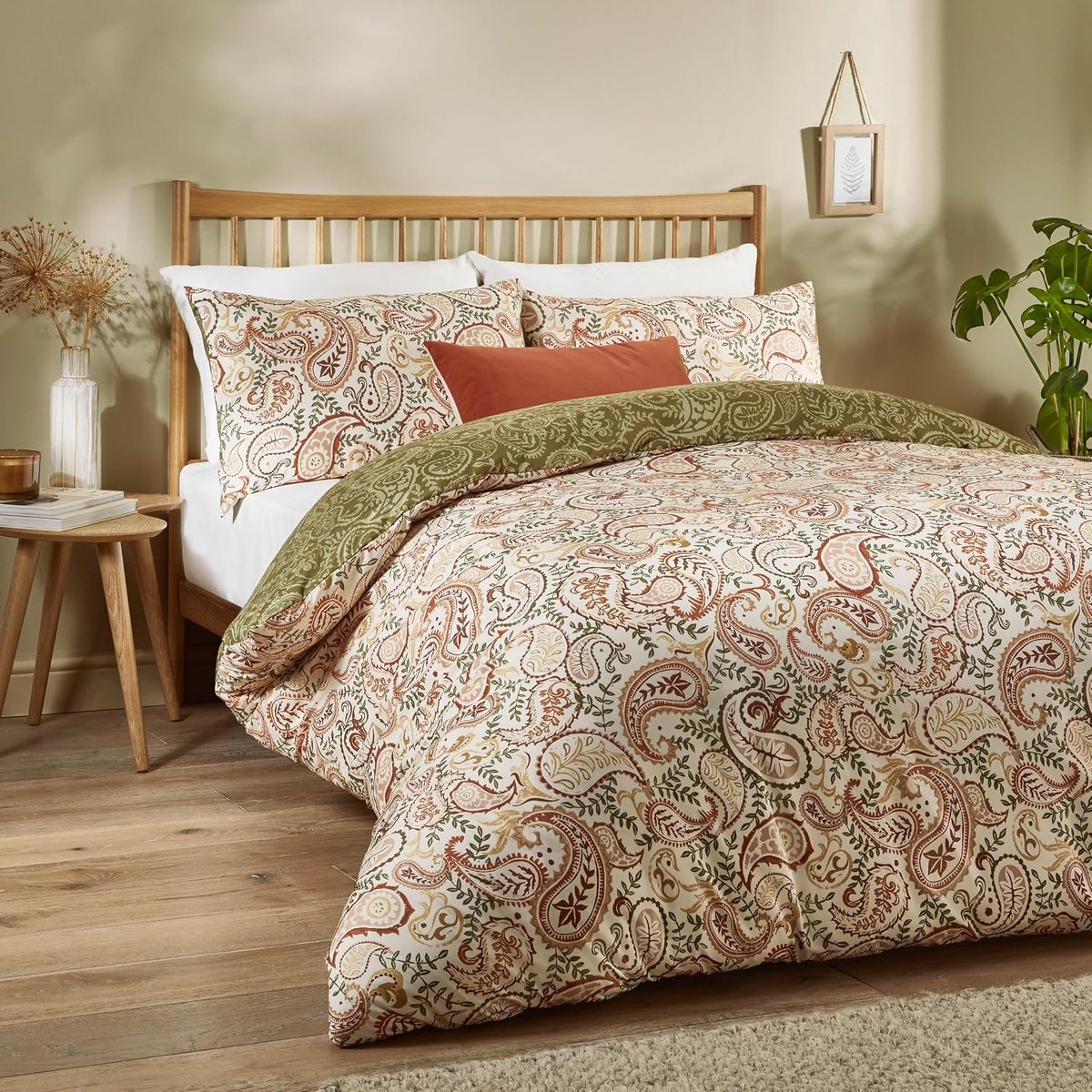 SnelShoppen - Anika Dekbedovertrekset, Omkeerbaar Paisley Patroon, Aardetinten, Traditioneel Design, Eenpersoons Beddegoed, Katoen