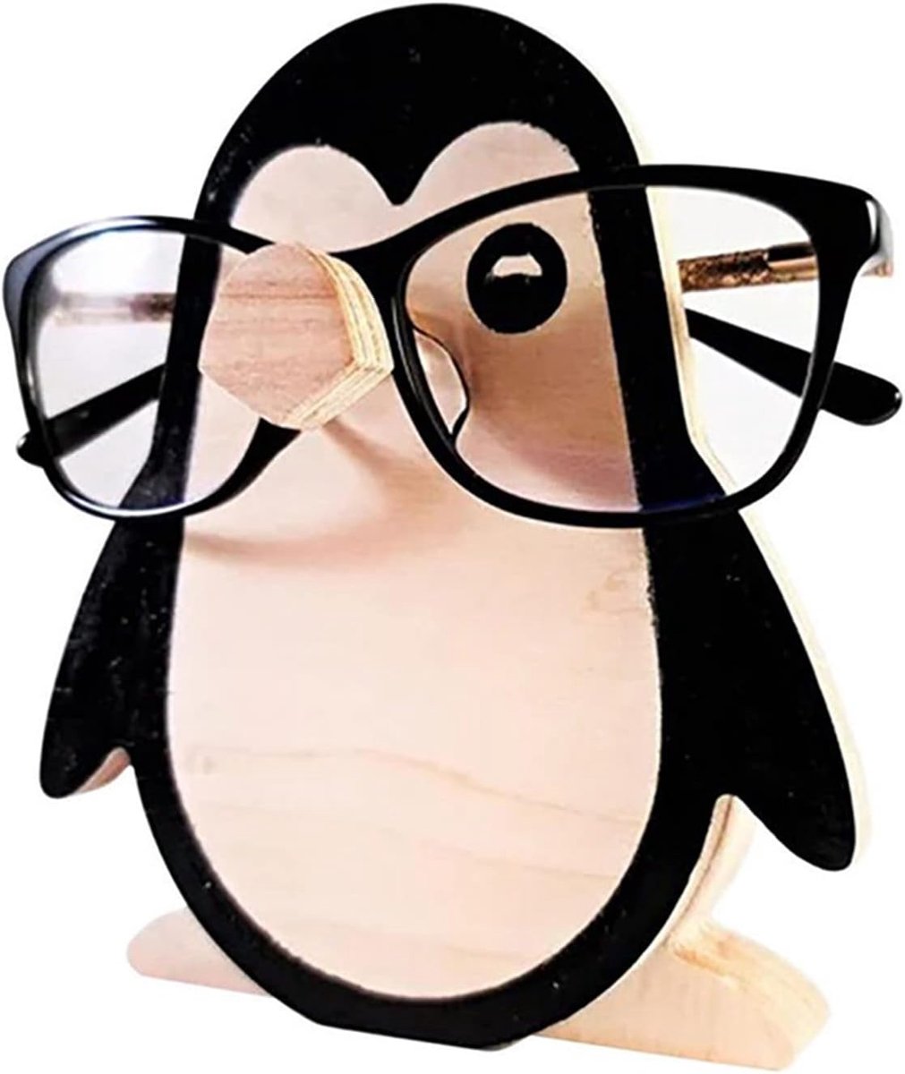 SnelShoppen - Schattige Creatieve Dieren Brilhouder - Houten Eyeglas Stand voor Zonnebrillen - Desk Decoratie voor Thuis en Kantoor - Pinguïn Design