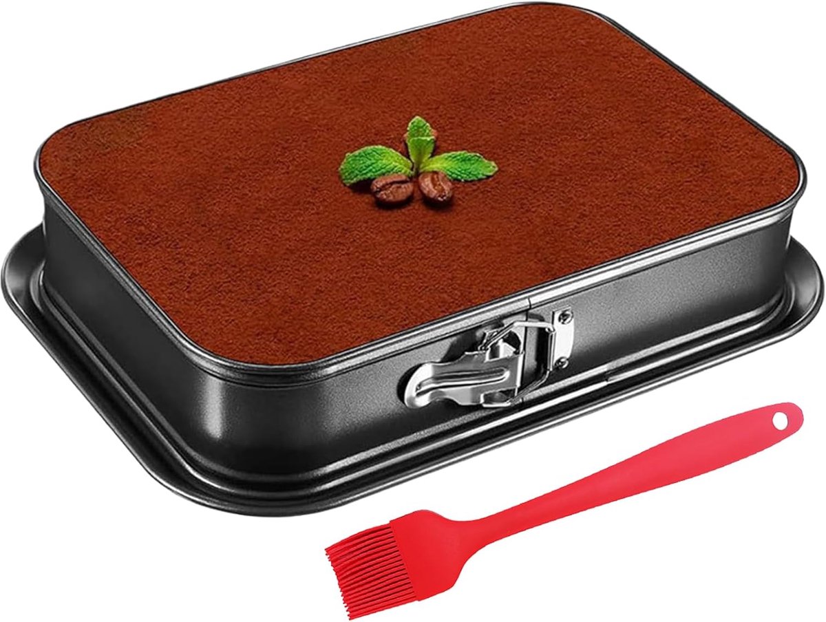 SnelShoppen - Rectangular Baking Tray 33x23 cm met Hinge, Drip Free Base, Carbon Steel, Niet Plakkerig, Perfect voor Taarten en Gebak, Ideaal voor Fee