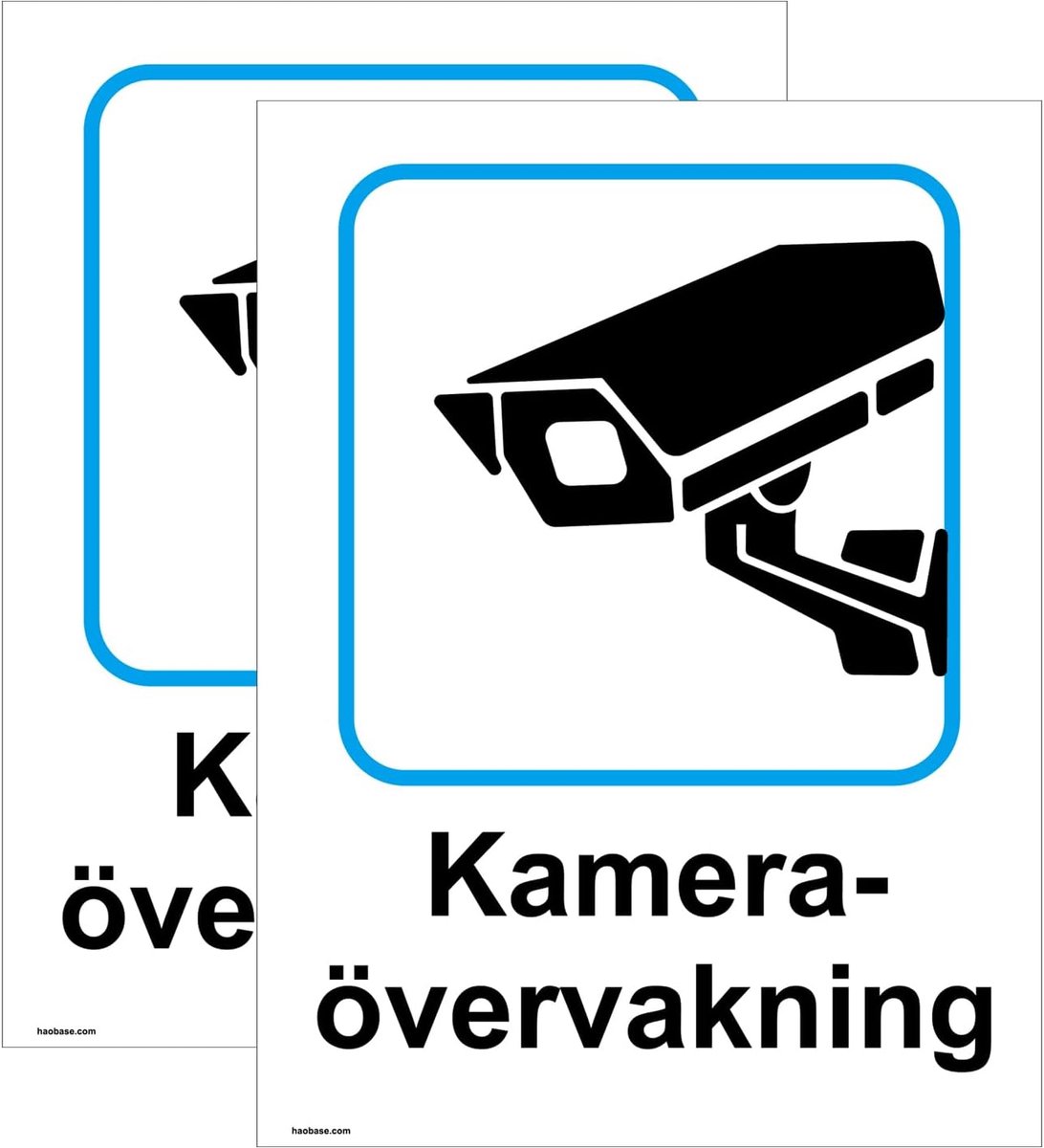 SnelShoppen - 2 Stuks Videobewakingsbord Zelfklevende Vinylsticker 200x150mm Waterdicht voor Binnen en Buiten, Duurzaam en Afwasbaar, Ideaal voor Beve