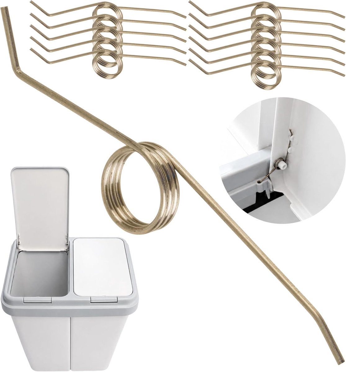 SnelShoppen - Vervangende Thigh Spring voor Afvalbak, 12 Stuks, Metaal, Geschikt voor Duo BIN Afvalscheidingssysteem, 64 x 11 x 4 mm, Universele Veers
