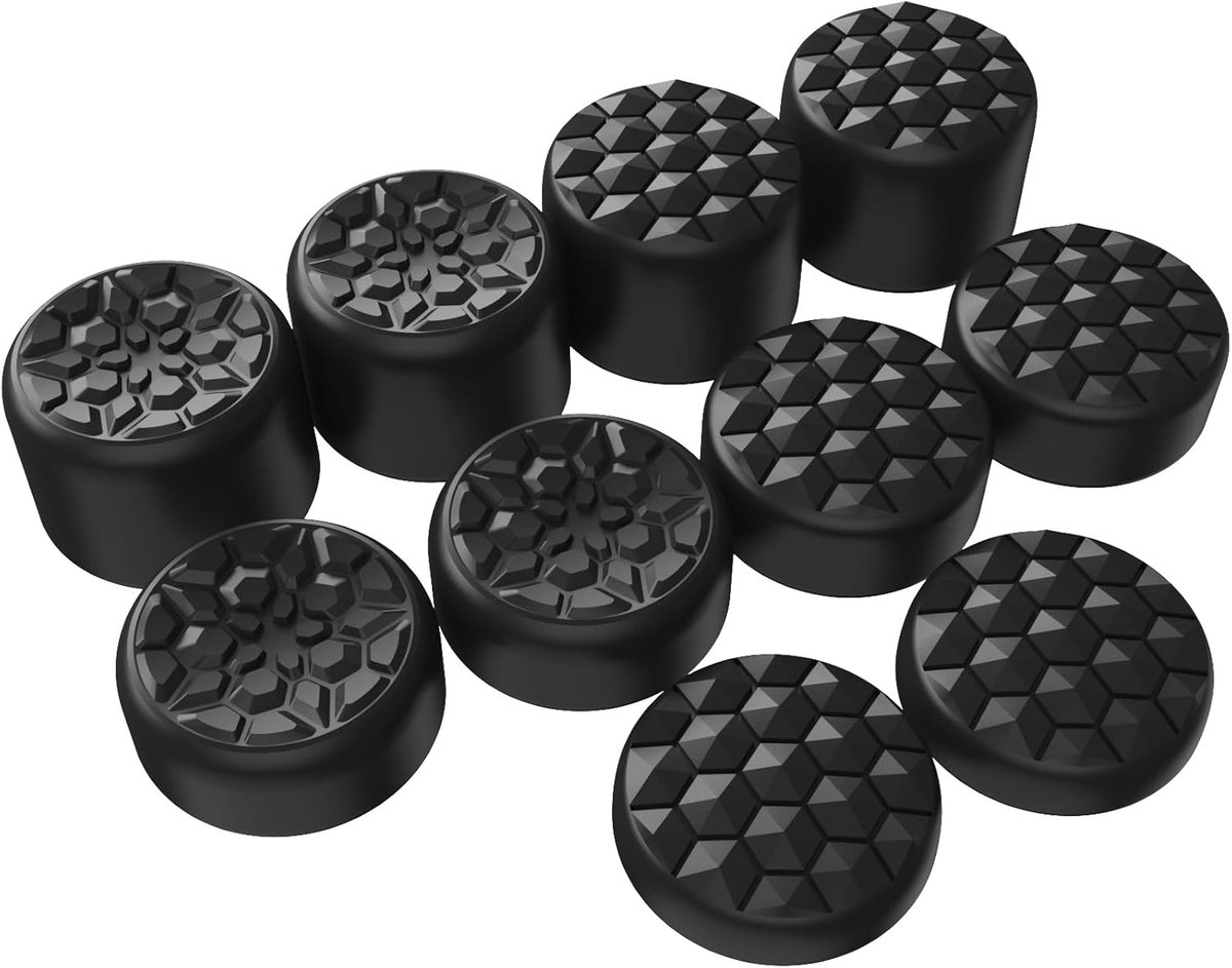SnelShoppen - Ergonomische Thumb Grip Caps voor Steam Deck & PS Portal - 10 Stuks - 3 Hoogtes - Zwart - Diamond Grain & Crack Bomb Design