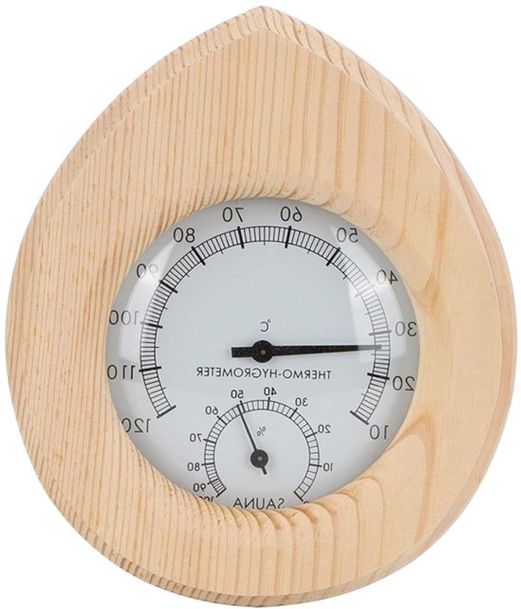 Sauna Thermo-Hygrometer voor Stoomkamer en Saunaruimte - Houten 2 in 1 Thermometer Hygrometer met Groo-t Nummer - Accessoire voor Optimaal Saunaklimaat