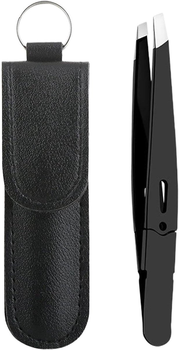 Schuine Pincet - Gezichtsverzorging Tool - Precisie Haar Verwijderen - Ergonomisch Ontwerp - 9.4 cm - Zwart