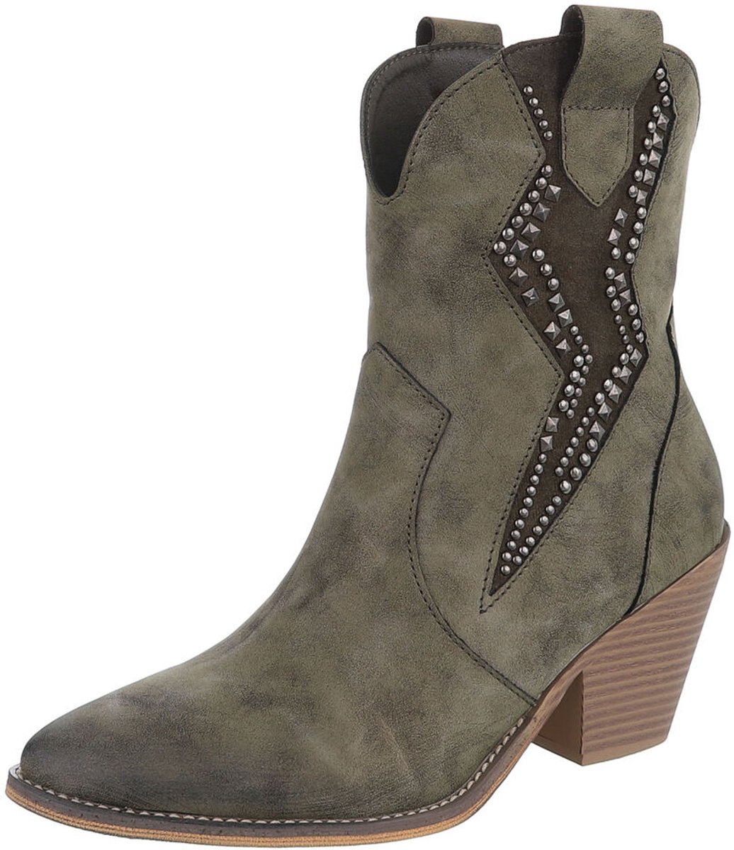 Enkellaars - Studs en blokhak - Dames Mt:36