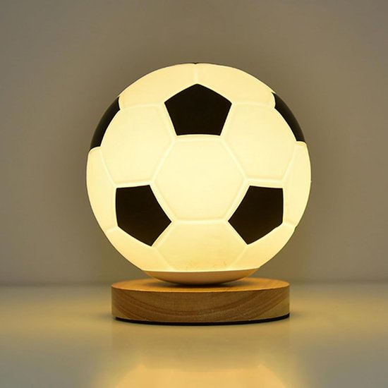 Voetbal Nachtlampje - Led Sfeerlamp - Decoratie Kamer - Realistisch Design - 21x22 cm - Wit — afbeelding 3