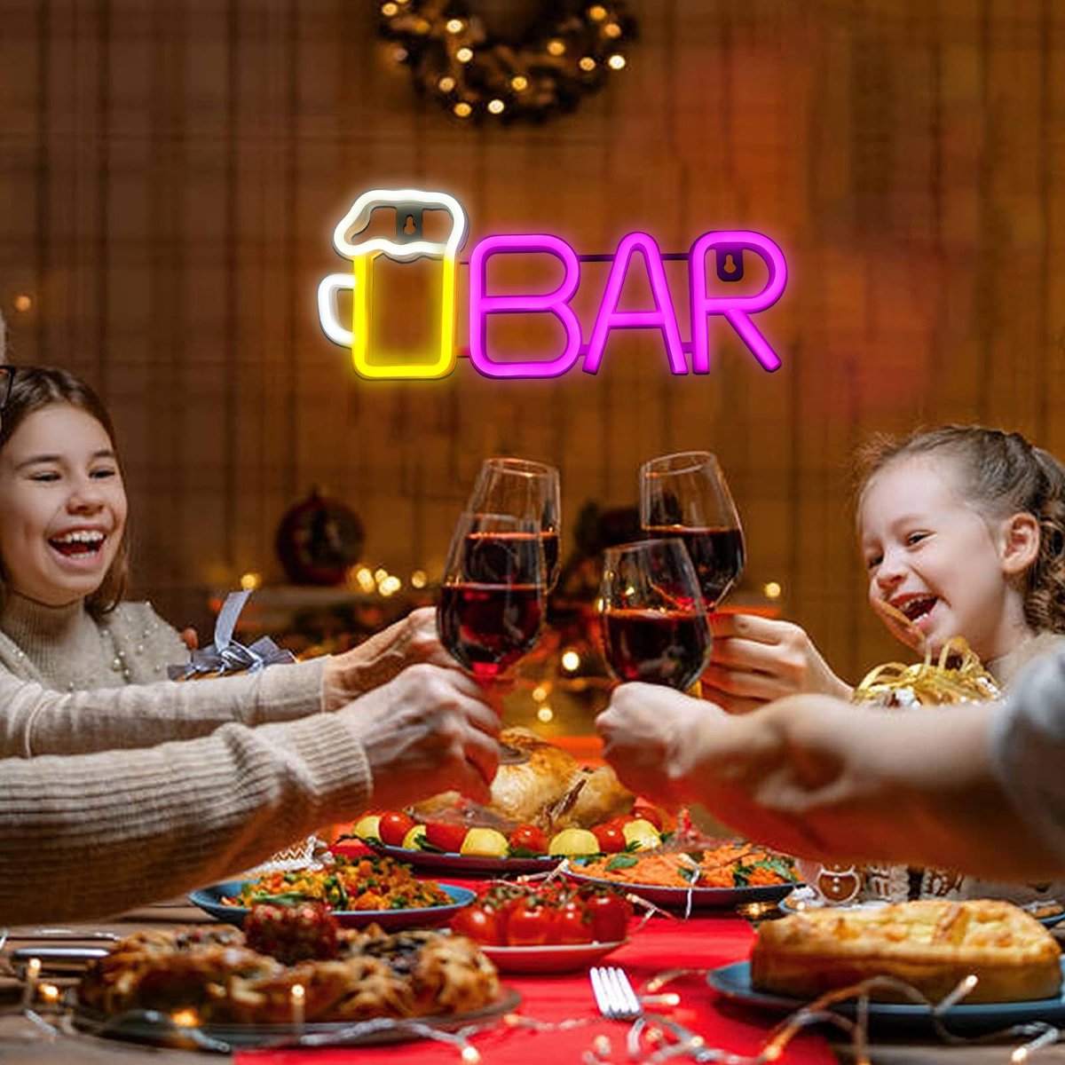 SnelShoppen - WIOSOUL Bar-neonlamp LED Neon Belettering met USB en Batterijvoeding, Bierlamp Wanddecoratie voor Kroeg, Woonkamer, Home Pub, Bistro, Fe