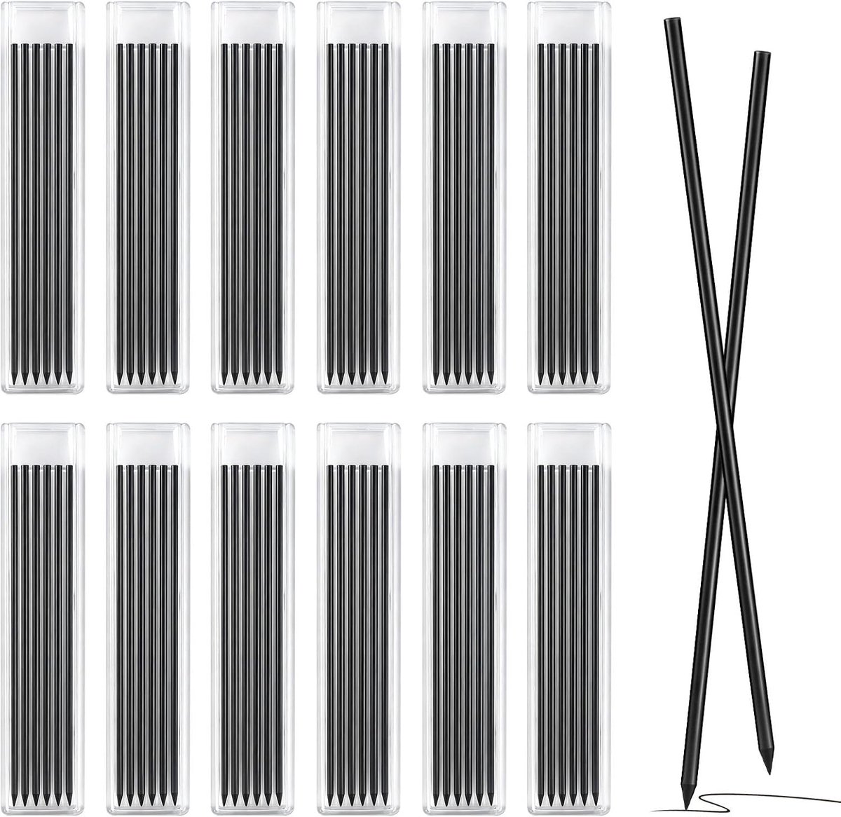 SnelShoppen - 72 stuks potloodvullingen voor timmermanspotlood, 2,8 mm, duurzame grafiet vullingen, waterbestendig, perfect voor architecten, tekenen