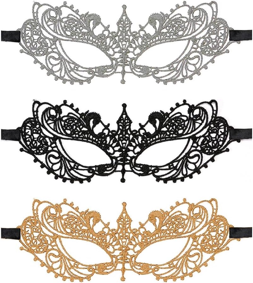 SnelShoppen - Masquerade Maskers Lace Prom Mask Carnaval Mask Venetiaans Half Gezicht Masker Sexy Lace Oogmasker voor Feest, Cosplay, Halloween (Zwart