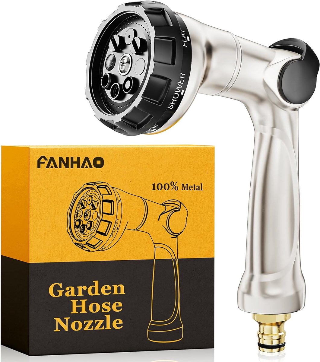 SnelShoppen - Professionele 100% Metaal Tuinslang Spray Gun - Duurzame Hoge Druk Tuinslang Mondstuk met 8 Spray Patronen voor Tuin, Planten, Auto en H