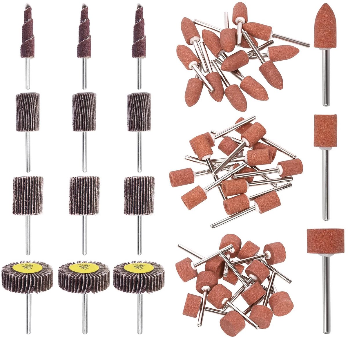 SnelShoppen - 54-delige Schuursteen Set met 1/8 Inch Shank, Schuurwielen, Kegelvormige Schuurstenen, Corundum, Voor Draaigereedschap en Polijsten
