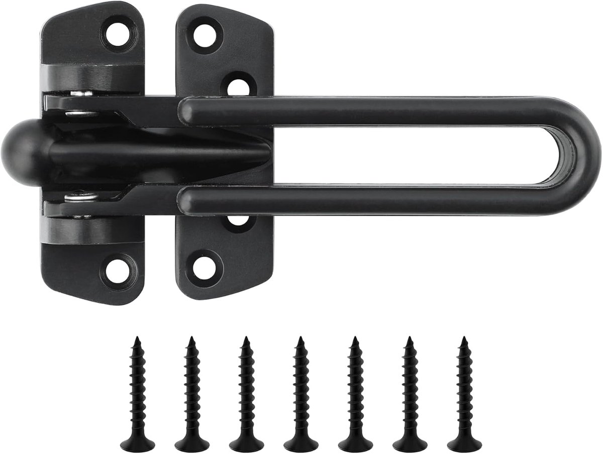SnelShoppen - Praktische Buiten Deurslot 11 x 5 cm RVS Veiligheidsslot voor Schuifdeuren, Ramen, Hekken - Zwart, Duurzaam, Roestvrij, Elegant