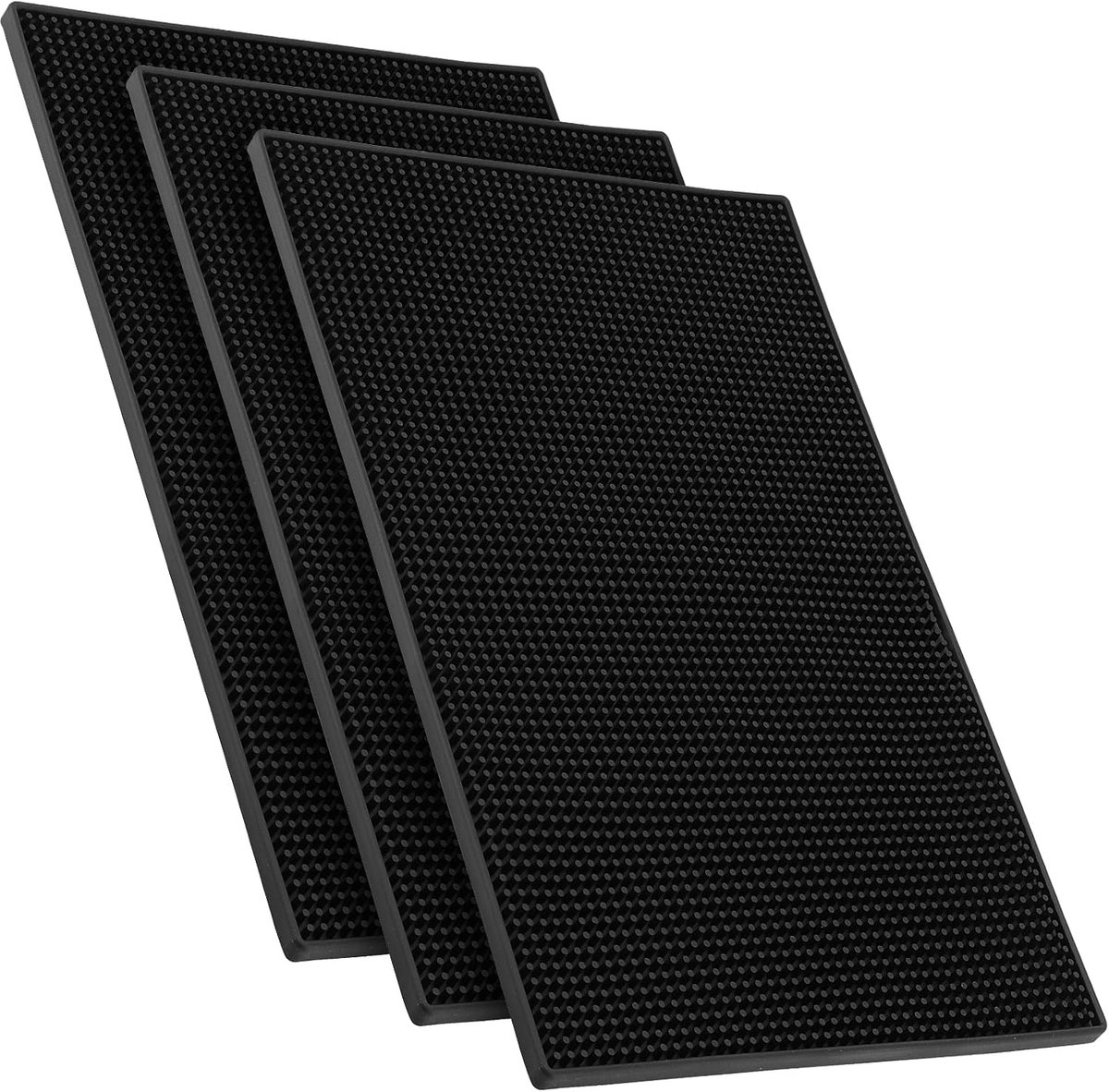 SnelShoppen - 3x Bar Mat 45x30cm Zwart, 1cm Dikte, Silicone Afvoer Mat, Rubber Bartafelmateriaal voor Keuken, Bar, Restaurant, Feest