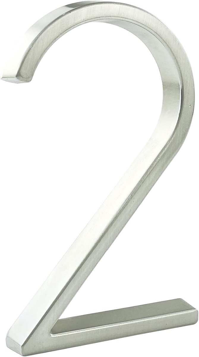 SnelShoppen - Modern Floating Huisnummer 5" - Strakke Adres Plaat - Zwevende Deur Nummering - Duurzaam Aluminium - Zilver - 2 Stuks - Stijlvolle Buite