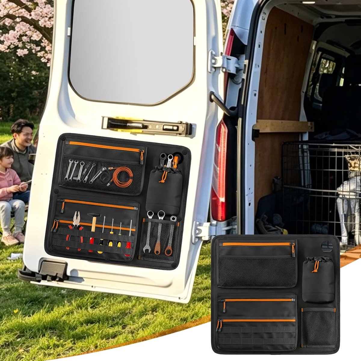 SnelShoppen - Organizer voor bestelwagen achterdeur links - Ruimtebesparend, duurzaam, eenvoudig te installeren, perfect voor werk, transport, en dage