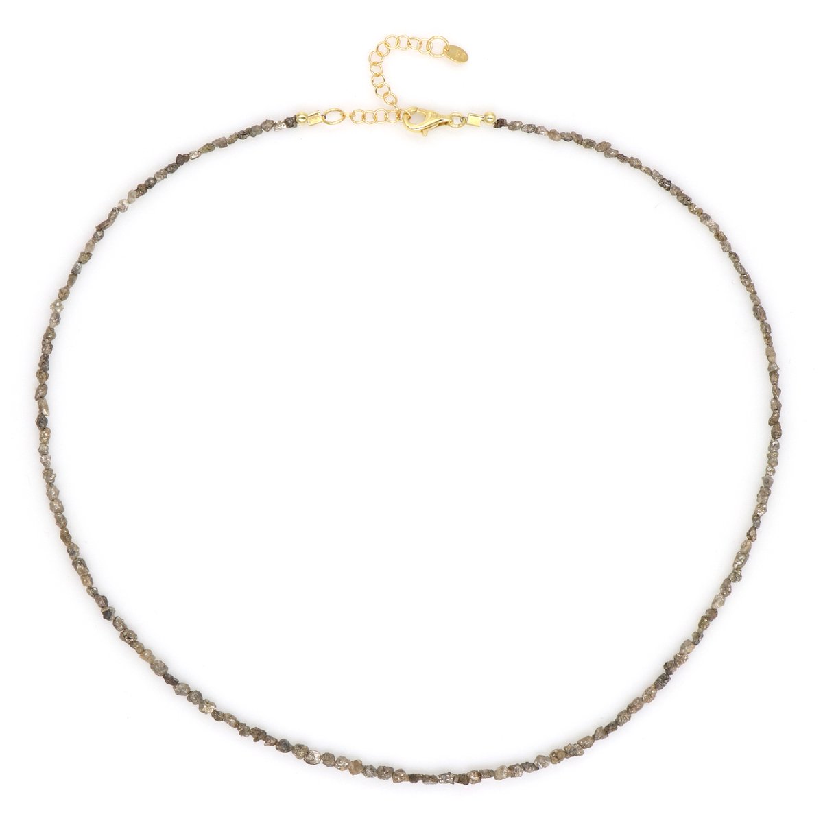 Cavill - Verguld Sterlingzilver Damesketting - 14K Champagne Diamant Fancy Kralen - Verstelbare Elegante Zilveren Ketting - Chique Afrikaans