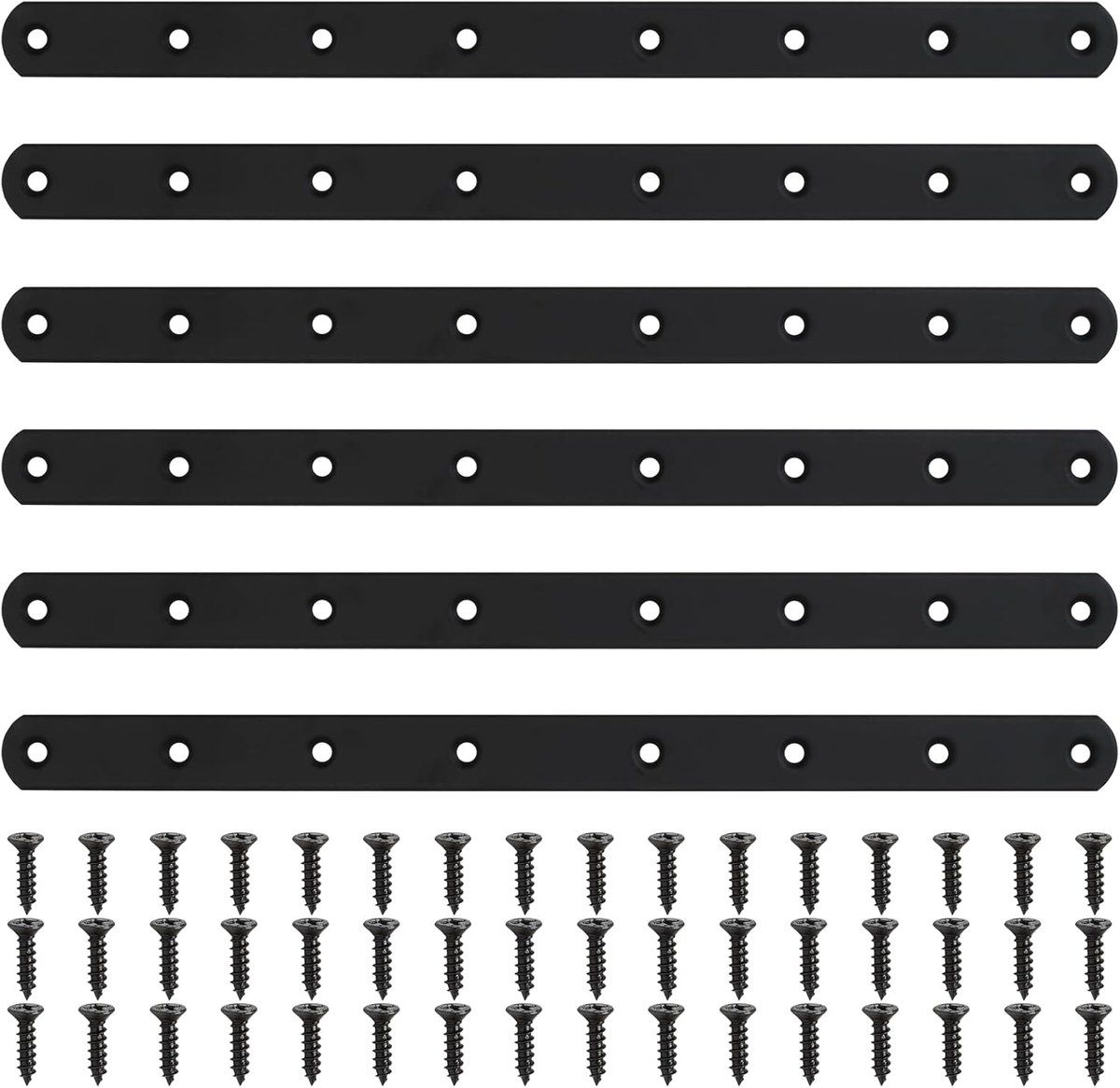 SnelShoppen - Black Drill Plate, Metalen Gestikte Contact, Platte Hout Contact, Reparatieplaat, Vlakke Hoekcontact met 48 Schroeven voor Meubels, Kast