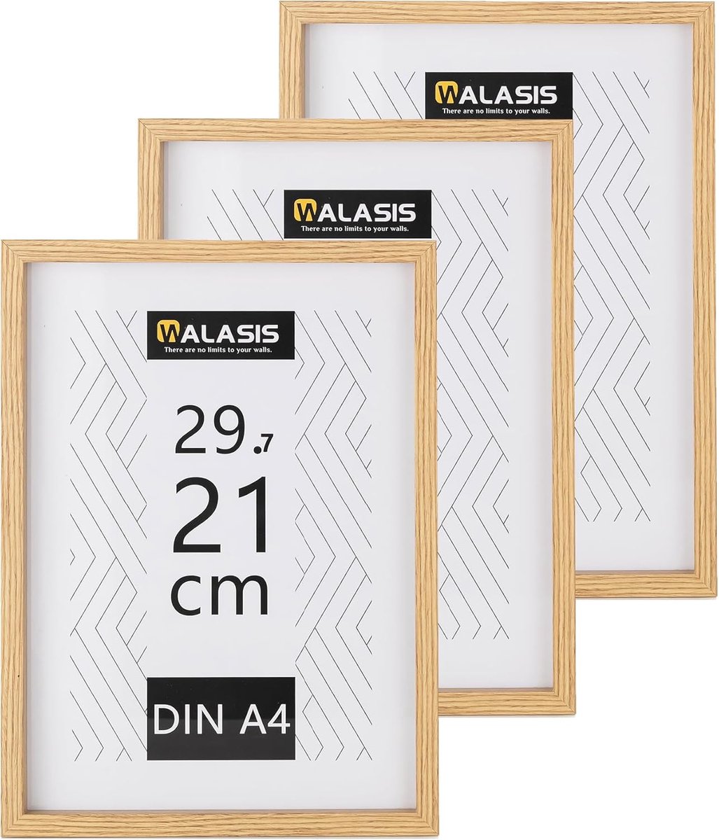 SnelShoppen - Set van 3 A4 Houten Fotolijsten - MDF Fotolijsten 21x29,7 cm - Ideaal voor Wand of Bureau - Voor Kinderen, Feesten en Thuisdecoratie