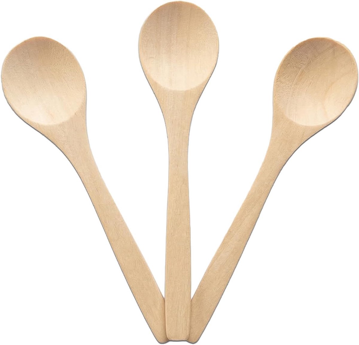 SnelShoppen - Set van 3 Theelepels Natuurlijke Hout - Duurzaam en Handgemaakt - Perfect voor Keuken, Feest, Camping - Functioneel en Stijlvol