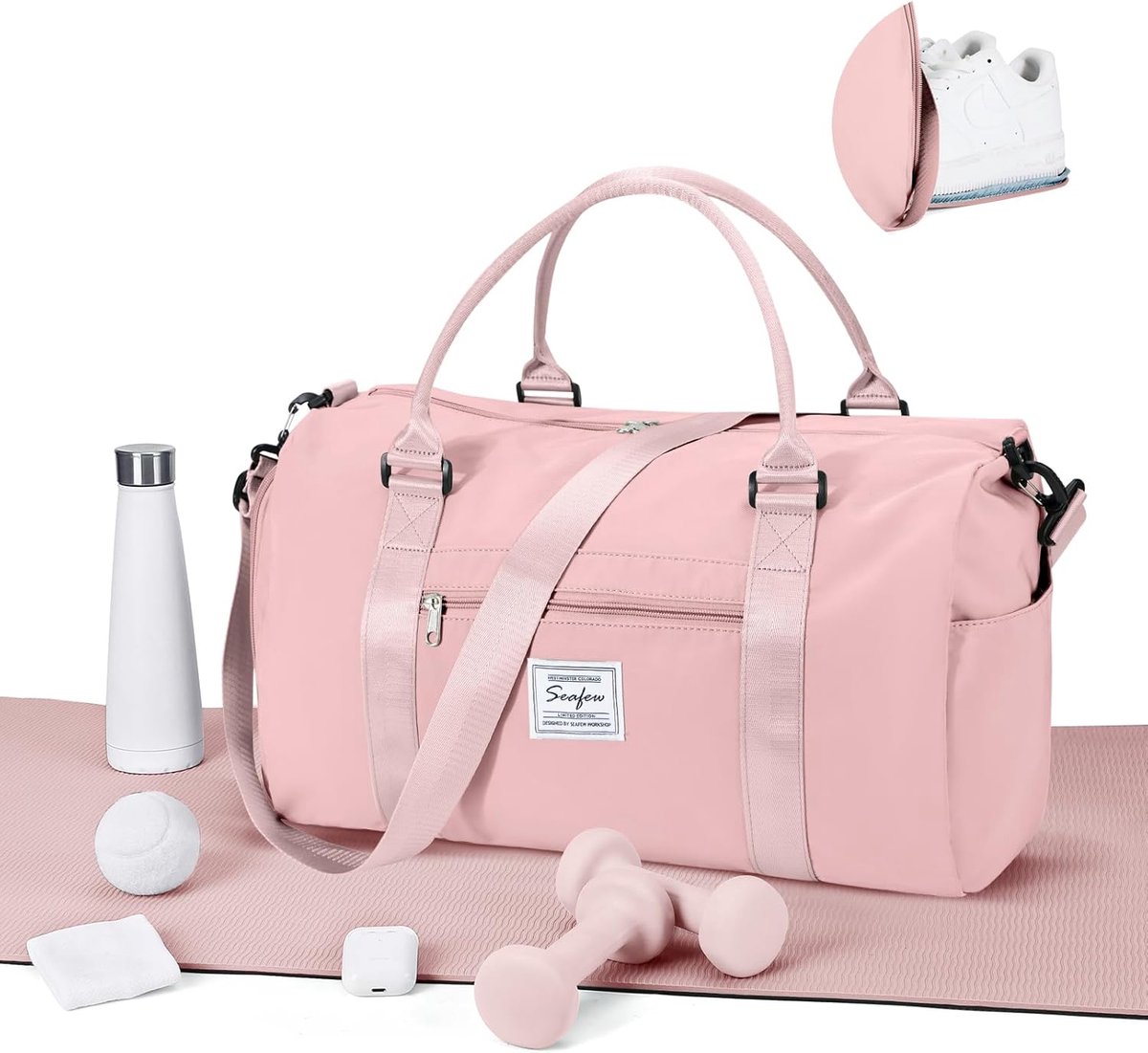 SnelShoppen - Sporttas voor Dames en Heren met Schoencompartiment - Waterdichte Reistas voor Fitness, Gym, Weekend, en Training - Duffle Bag in A2-Pin