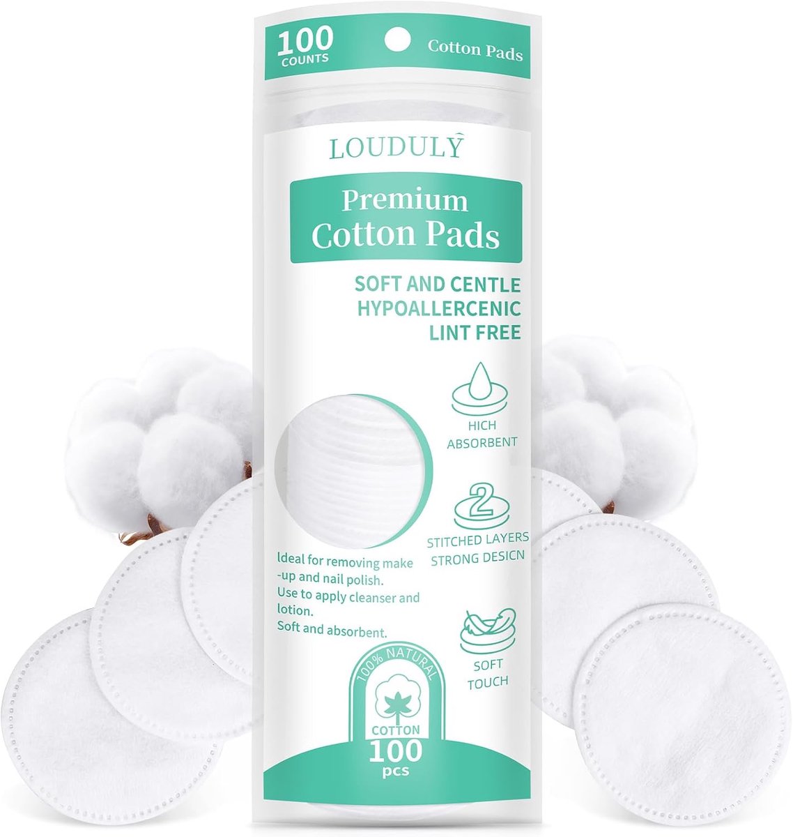 SnelShoppen - 100 Stuks Katoenen Rond Pads - Ultra Zacht & Absorberend - Ideaal voor Make-up Verwijdering, Nagellak, Huidverzorging - Perfect voor Gev