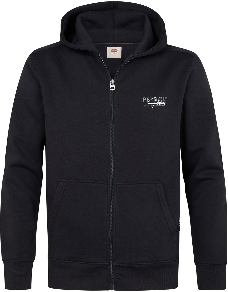 Petrol Industries - Heren Regular fit hoodie met rits Talven - Zwart - Maat L