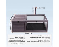 Houten - Verblijf - Terrarium Hout - Groot 3-Kamers - 112 x 65 x 61 cm - voor Schildpadden - met Transparant Dak, Geschikt voor Binnen en Buiten