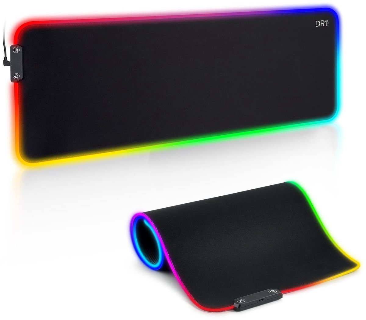 SnelShoppen - Gaming Muismat XXL 80x30 cm - Ergonomisch, Waterproof, Anti-Slide, RGB Verlichting, Zwart - Ideaal voor PC Gaming en Bureaus