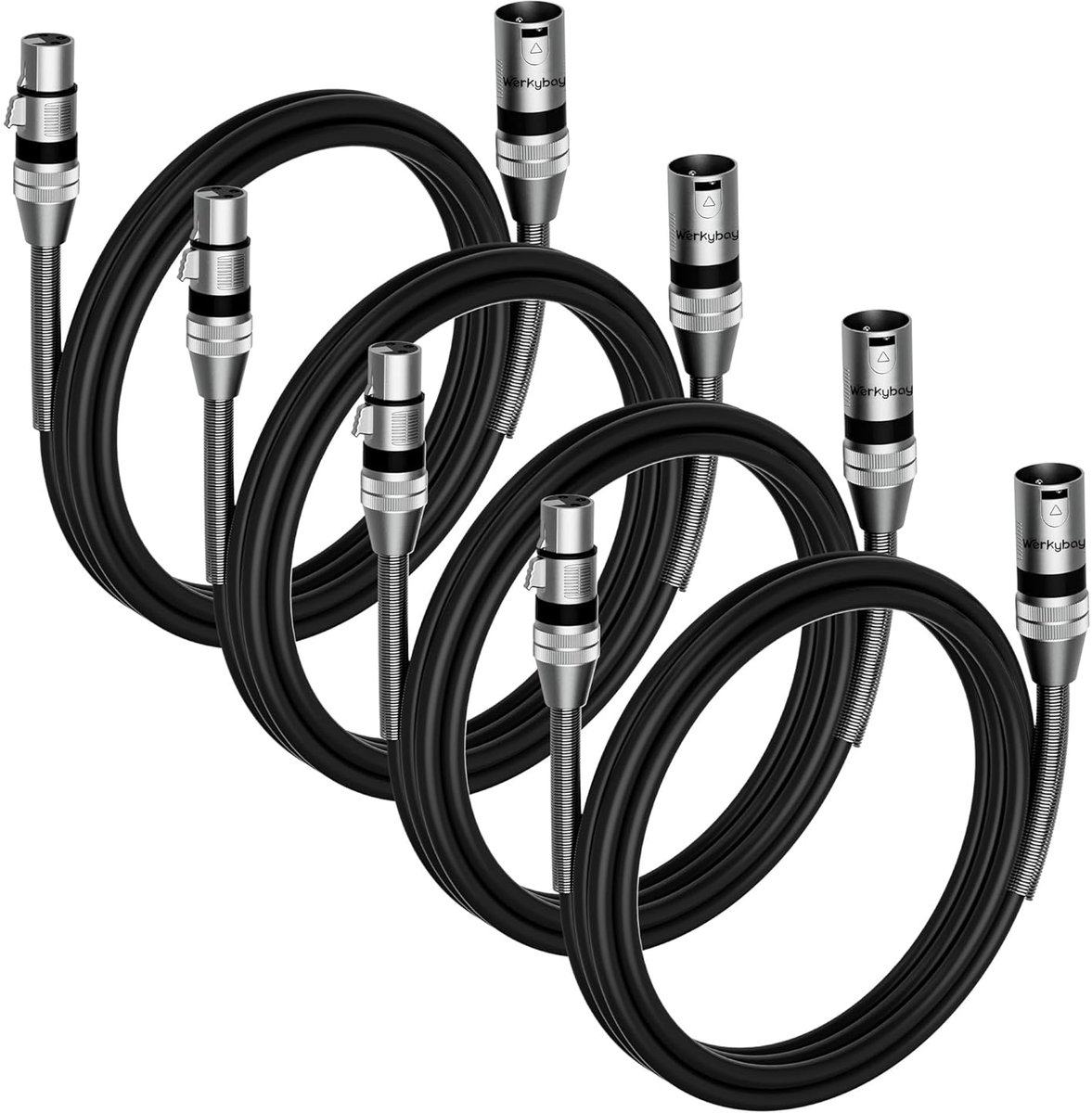 Microfoonkabel XLR - Audiokabel Bus - Ruisloze Overdracht - SR-Veerstructuur - 4 stuks 0.5m - Zwart