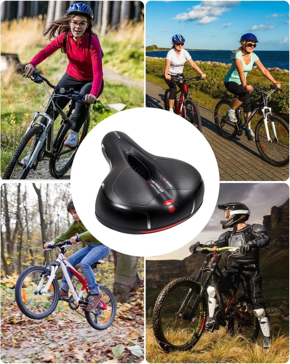 SnelShoppen - Fietszadel voor Heren en Dames, Breed Comfortabel Waterdicht Fietszadel voor Mountainbike, Racefiets, Hometrainer, Duwfiets, Spinningfie