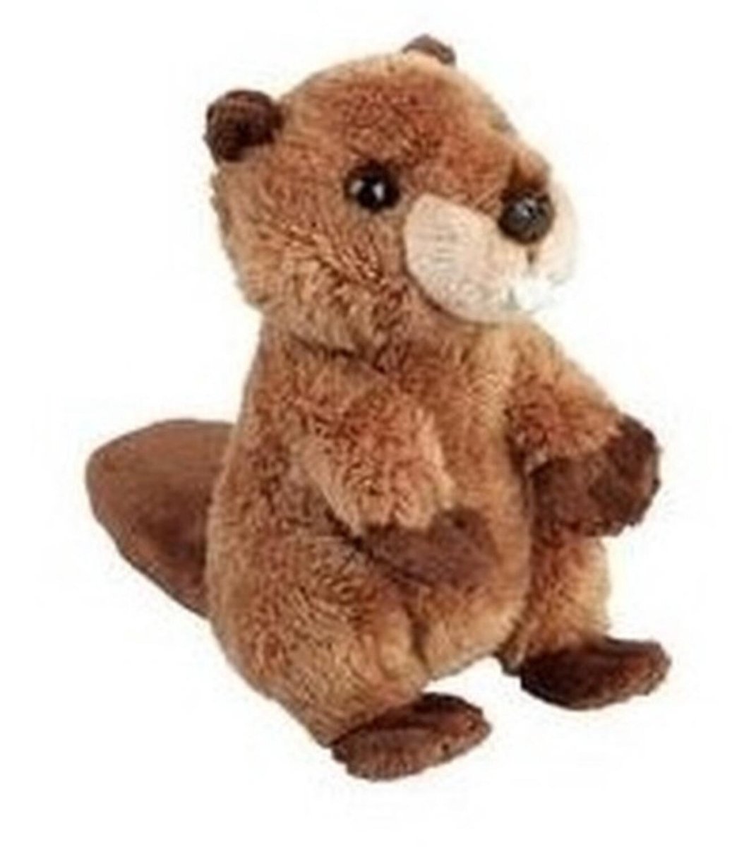Ravensden pluche bruine bever knuffel -15 cm - bevers speelgoed - dieren voor kinderen