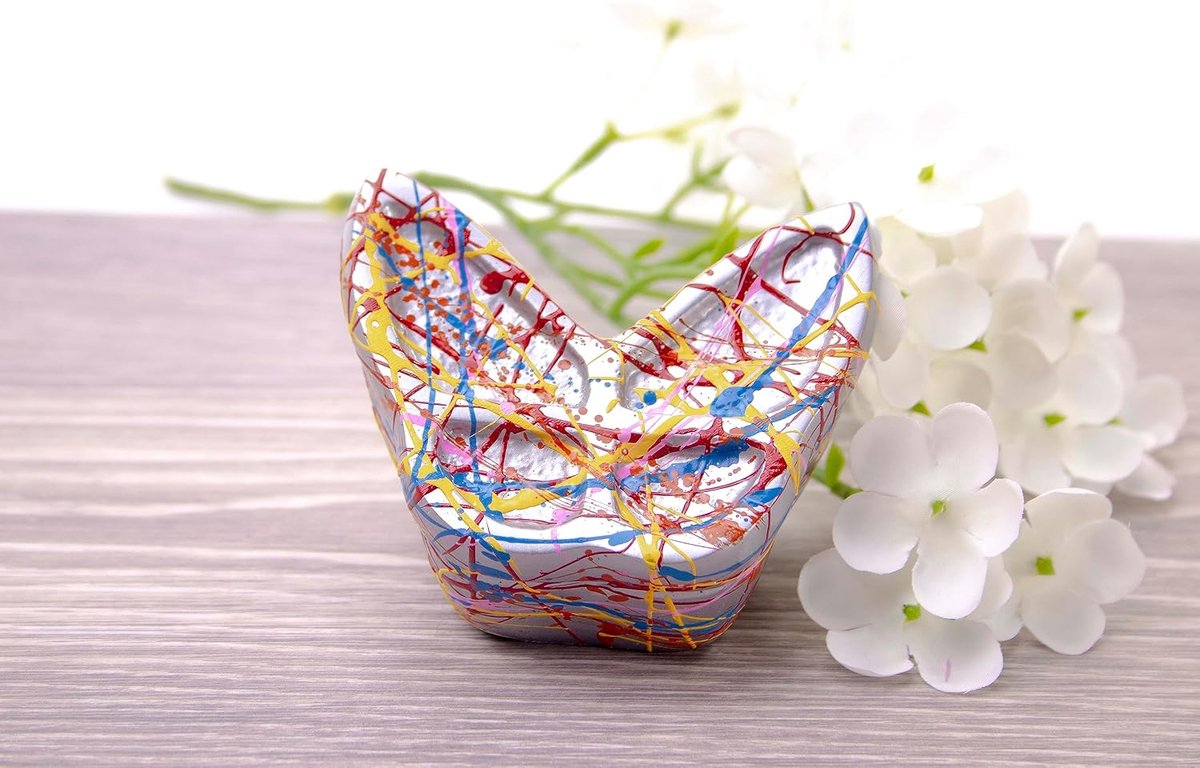 SnelShoppen - Urn Butterfly Silver Paint - Mini Urn voor Honden en Katten - Urn voor As - Kleine Urn - Urn voor Mensen - Herdenkingsurn - Kleurvolle U