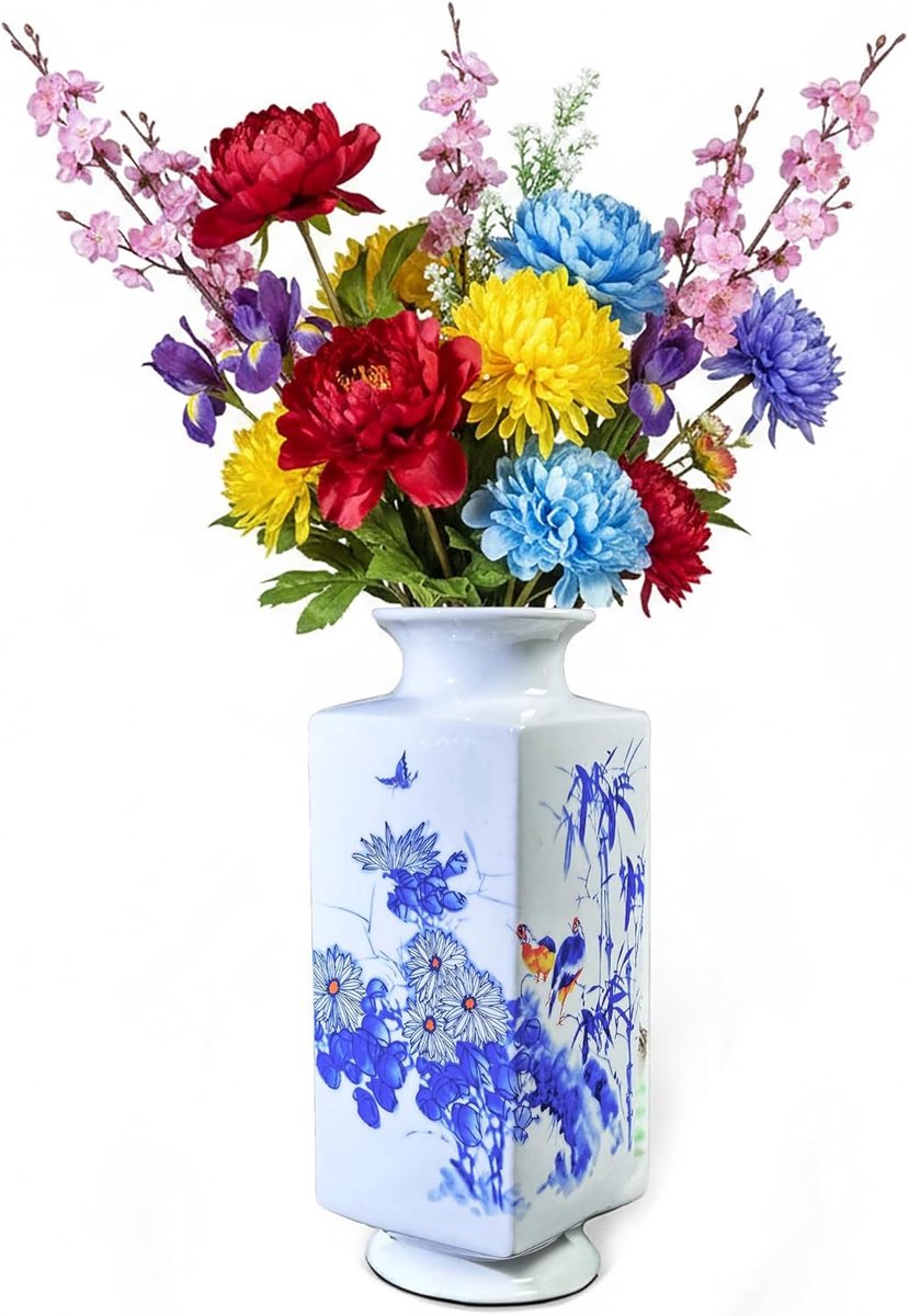 SnelShoppen - Handgemaakte Porseleinen Vaasje, Jingdezhen Decoratieve Bloemenvaas, Aesthetische Sculptuur, Thuisdecoratie, Trouwen Geschenken, Chrysan