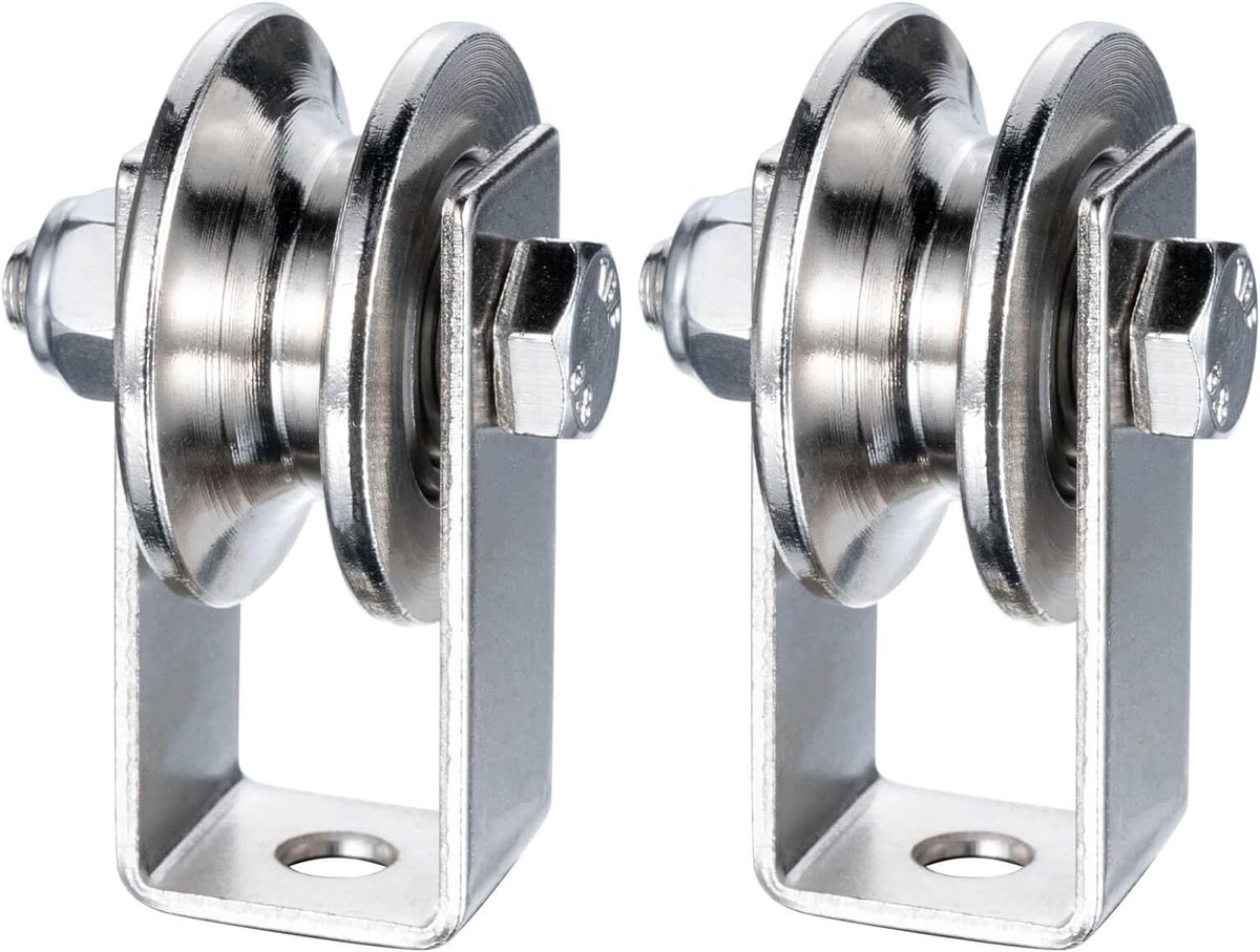 SnelShoppen - 40mm Pully met 2 Kogellagers, RVS Fitness Pulley, Pulleys voor 8mm Stalen Touw, 200kg Laadvermogen, 2 Stuks voor Tuin, Sport en Klussen