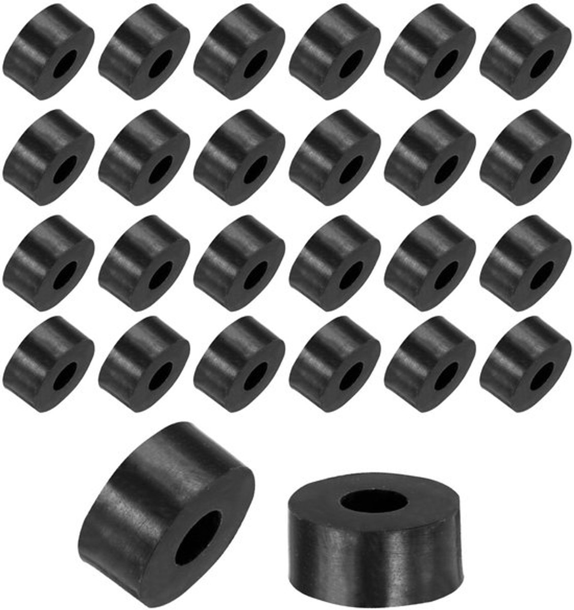 Rubberen Ruimteschuiven 48 Stuks - 13mm Buitendiameter - 5mm Binnendiameter - 6mm Hoogte - Anti-vibratie - Schokabsorberende Pads